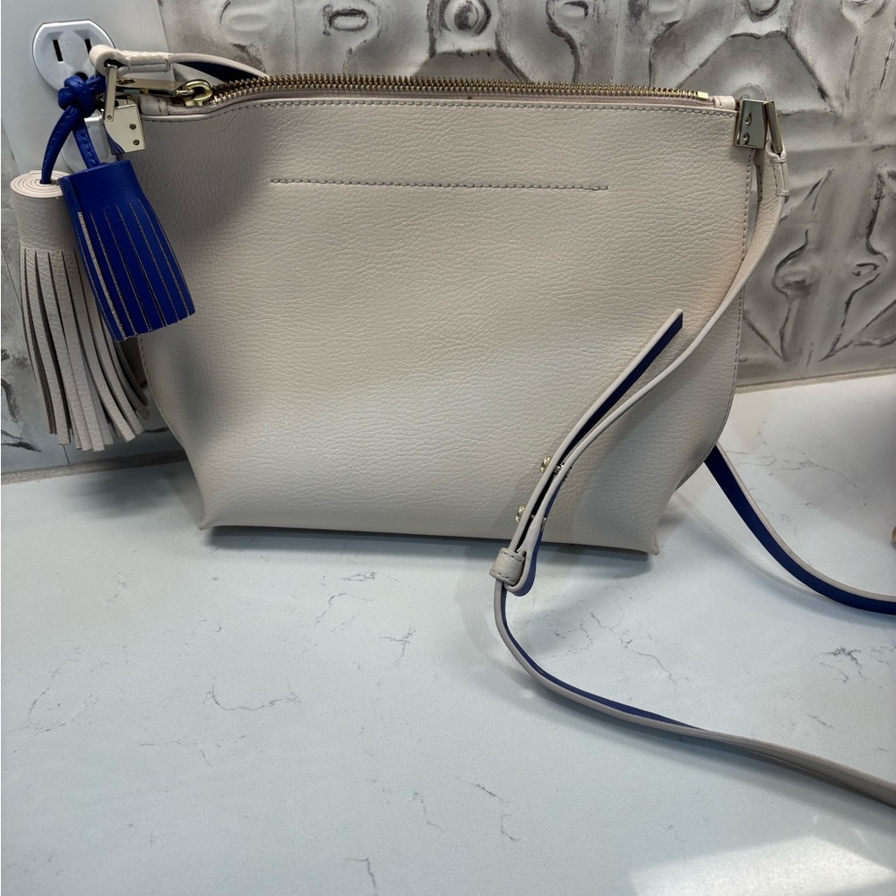 Kate Spade Cream and Blue Crossbody Bag with Tassel - Picture 3 of 8